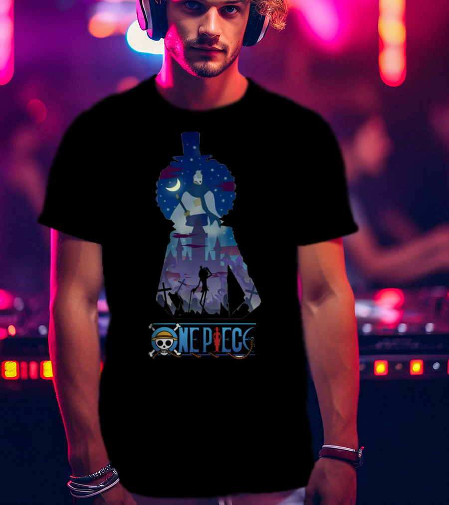 One Piece Brook Soulking Silhouette Night Scene T-Shirt