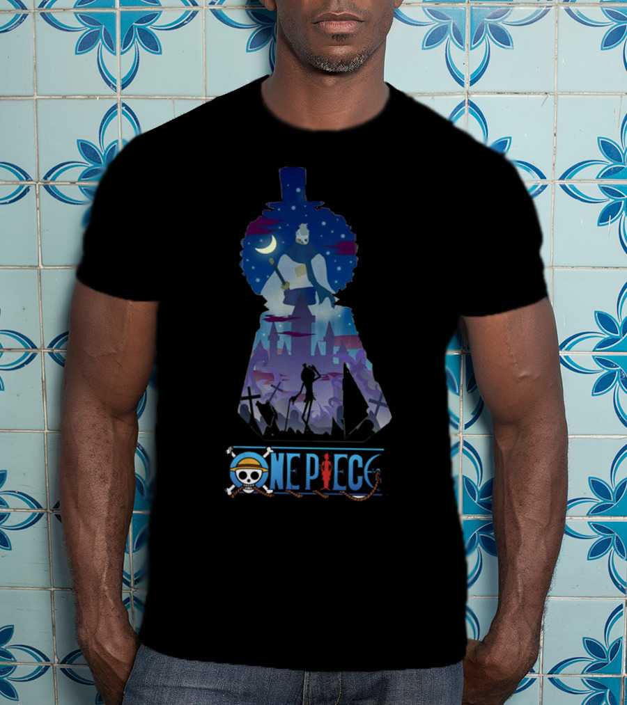 One Piece Brook Soulking Silhouette Night Scene T-Shirt