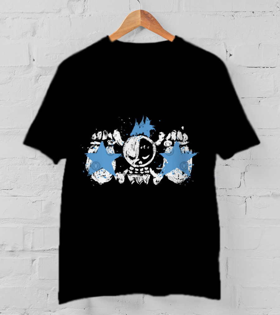 Franky Jolly Roger Skull With Blue Stars And Crown T-Shirt