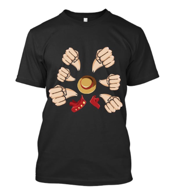Gatling Gun Luffy Fists One Piece Anime Straw Hat T-Shirt