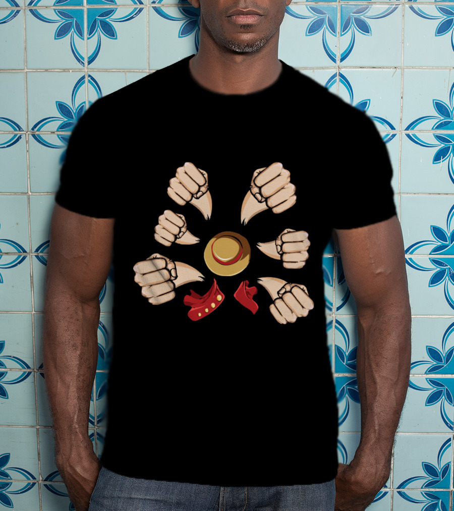 Gatling Gun Luffy Fists One Piece Anime Straw Hat T-Shirt