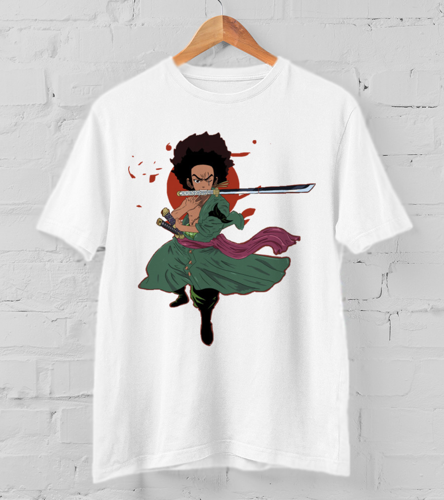 Huey Freeman X Roronoa Zoro Samurai Sword Fighter T-Shirt