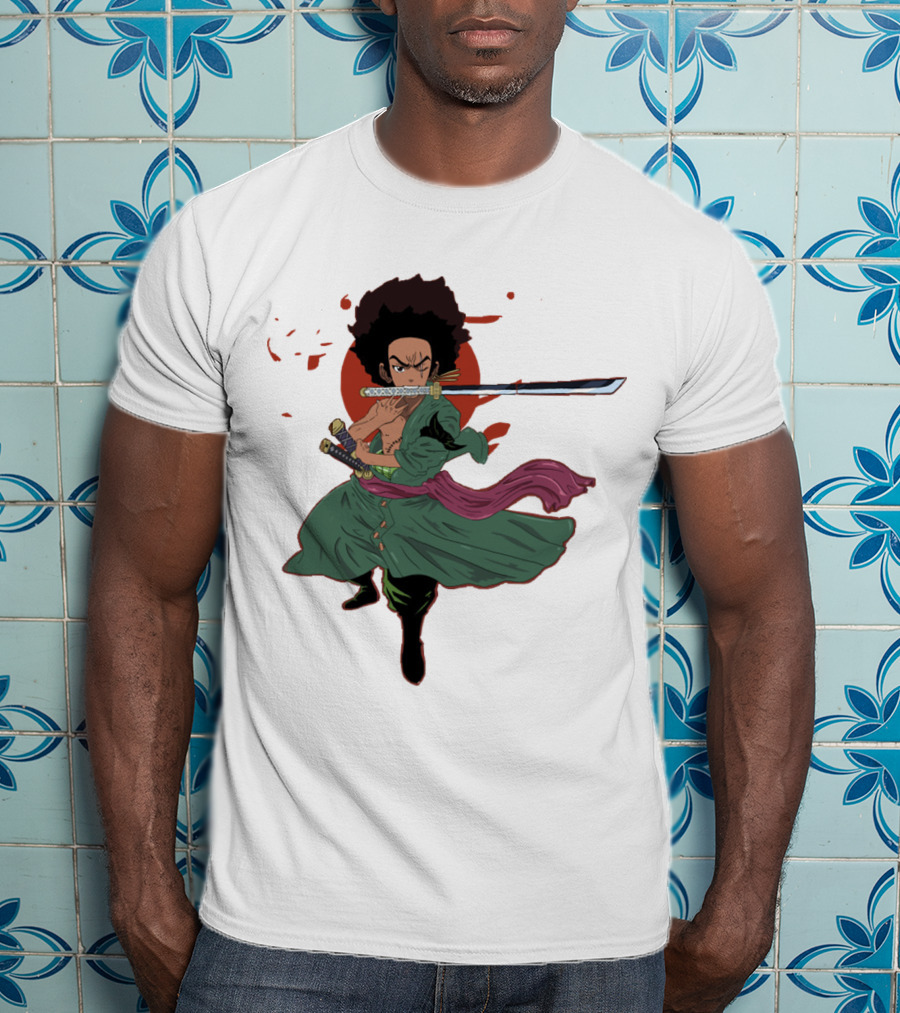 Huey Freeman X Roronoa Zoro Samurai Sword Fighter T-Shirt