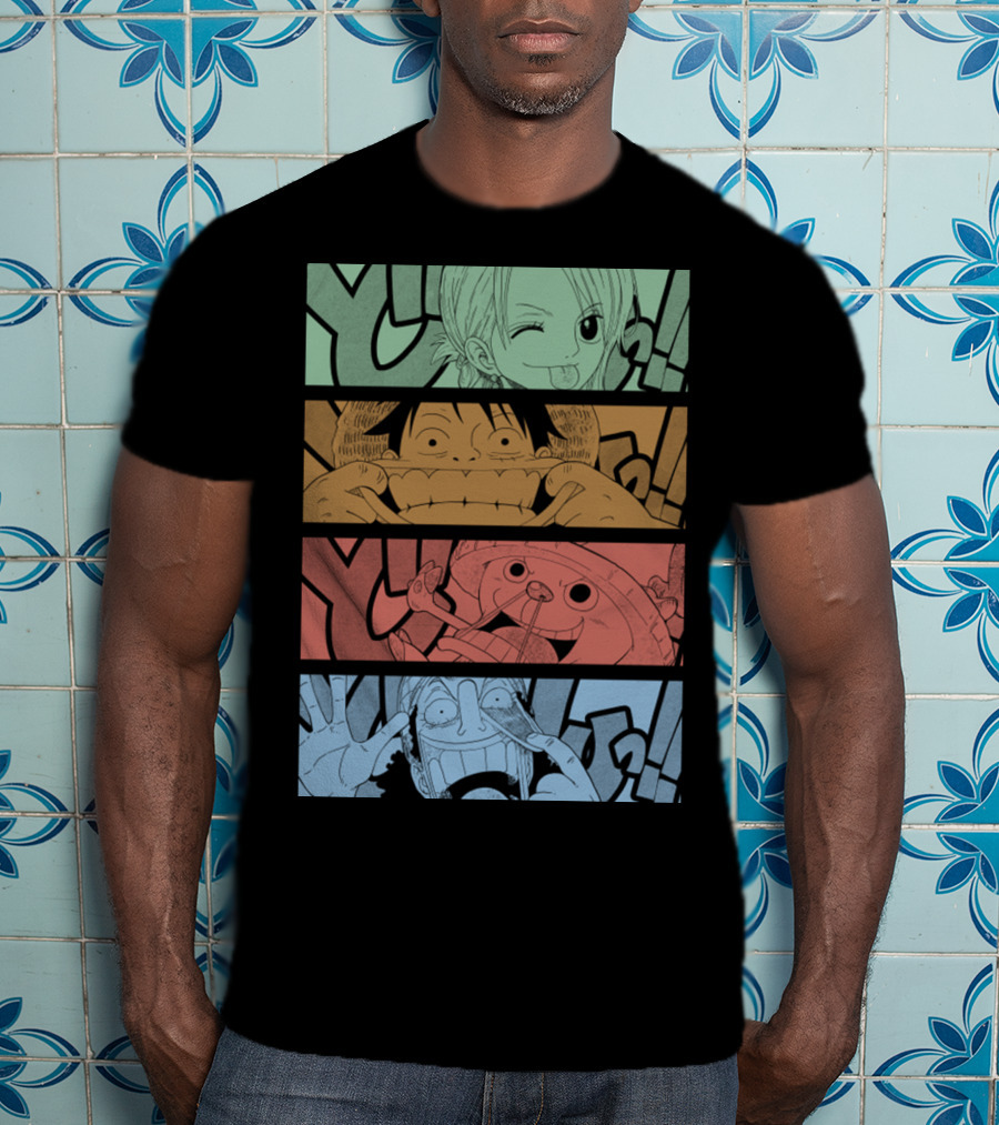One Piece Keep Smiling Comic Characters T-Shirt
