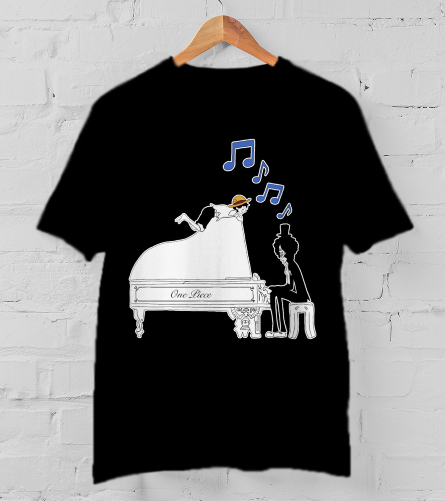 One Piece Luffy And Brook Piano Music Notes T-Shirt