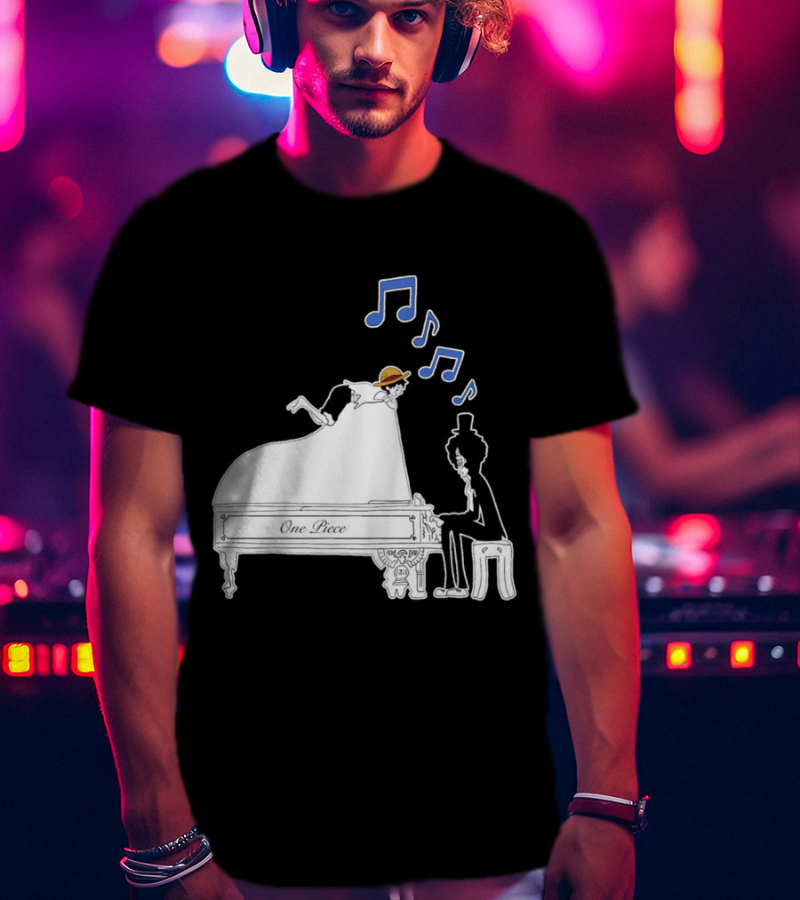One Piece Luffy And Brook Piano Music Notes T-Shirt