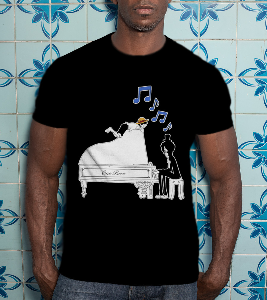 One Piece Luffy And Brook Piano Music Notes T-Shirt