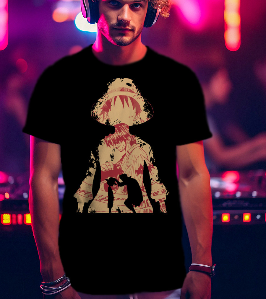 Luffy Shanks Silhouette Straw Hat Mentorship Scene T-Shirt