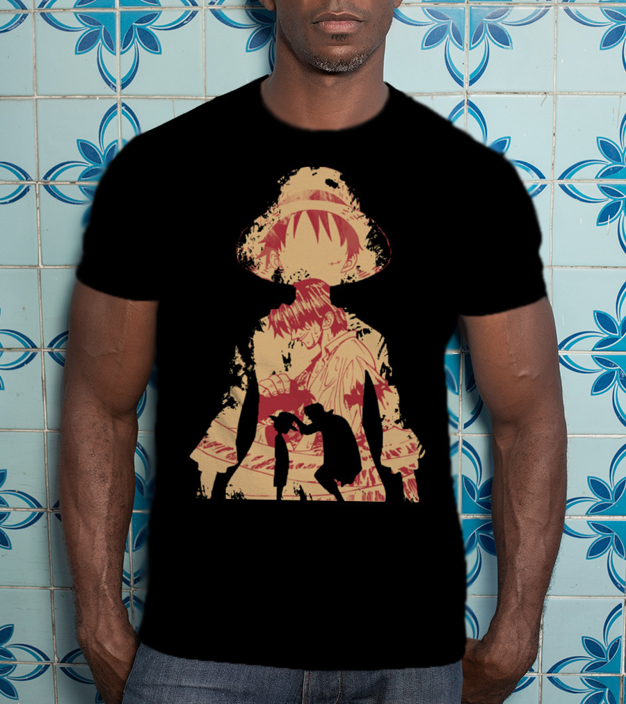 Luffy Shanks Silhouette Straw Hat Mentorship Scene T-Shirt