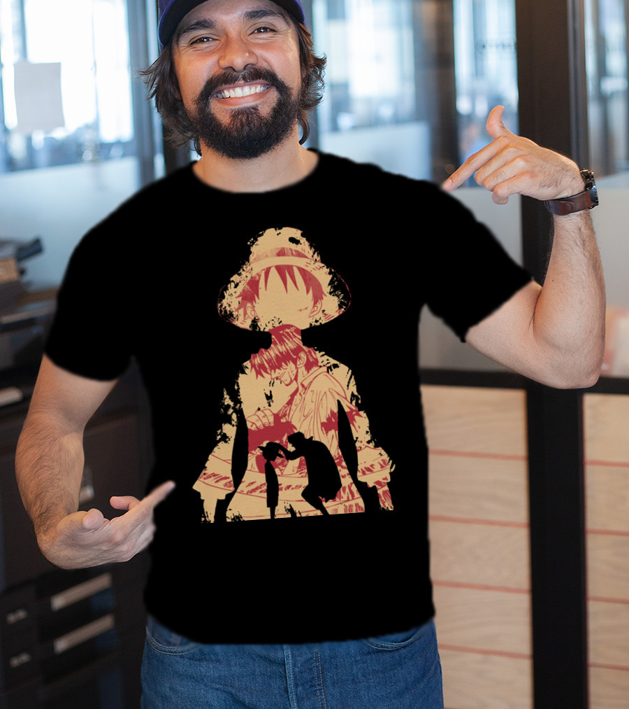 Luffy Shanks Silhouette Straw Hat Mentorship Scene T-Shirt