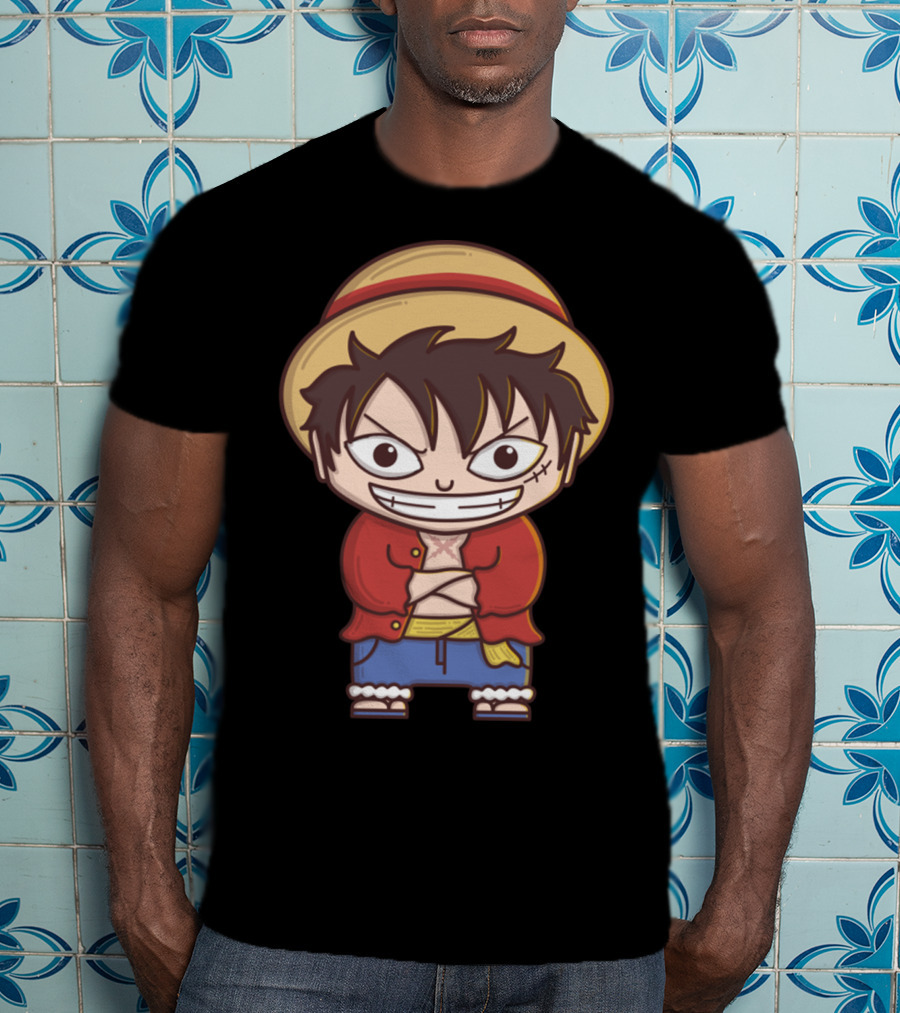 Luffy Si Topi Jerami Straw Hat Pirate Anime Character T-Shirt