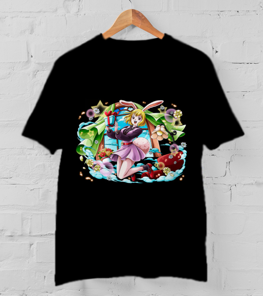 One Piece Girl Festive Bunny With Gift And Flowers T-Shirt