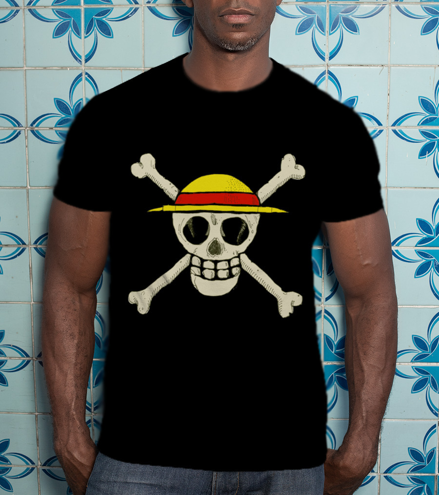 One Piece Skull Luffy Hat Crossbones By Miskel T-Shirt