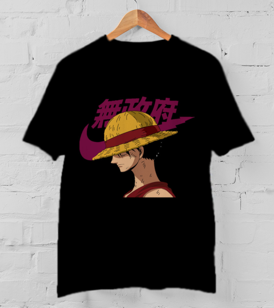 Straw Hat Luffy With Japanese Text And Iconic Emblem T-Shirt
