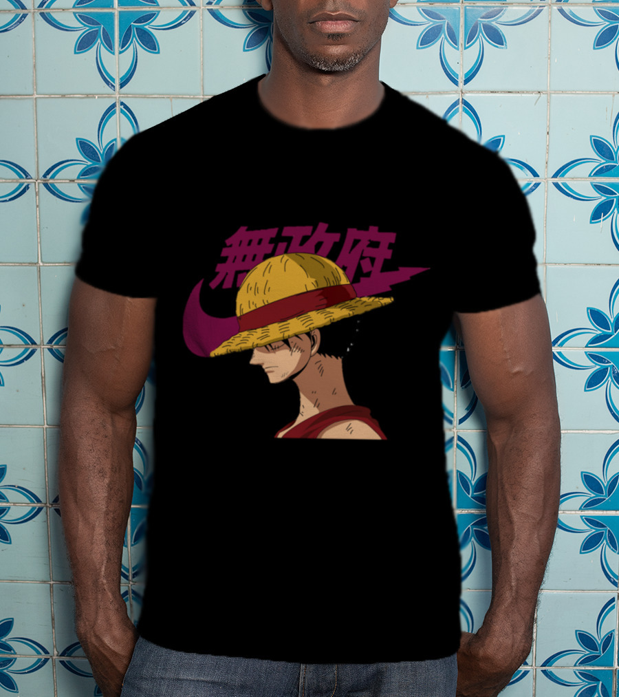 Straw Hat Luffy With Japanese Text And Iconic Emblem T-Shirt