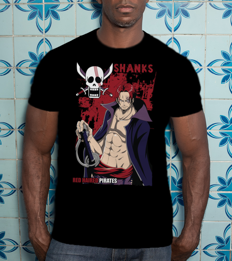 Red Haired Pirates Shanks Skull Symbol Manga T-Shirt