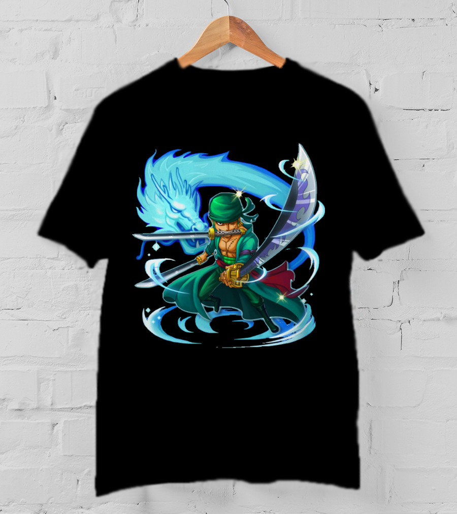 Roronoa Zoro Swordmaster With Blue Dragon Aura T-Shirt