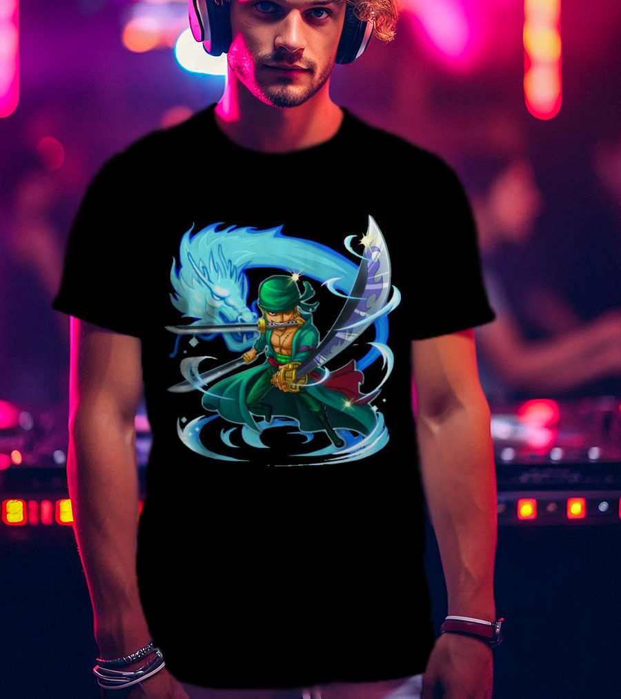 Roronoa Zoro Swordmaster With Blue Dragon Aura T-Shirt