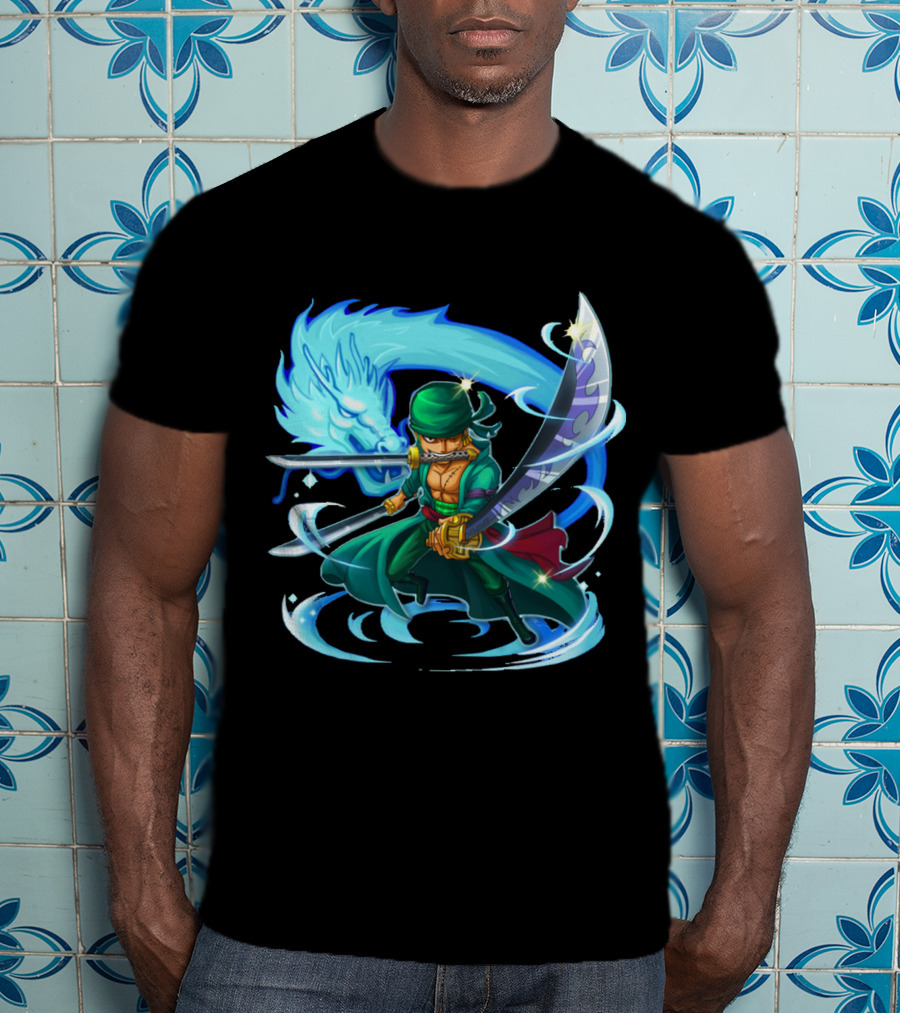 Roronoa Zoro Swordmaster With Blue Dragon Aura T-Shirt