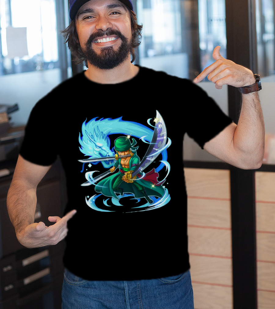 Roronoa Zoro Swordmaster With Blue Dragon Aura T-Shirt