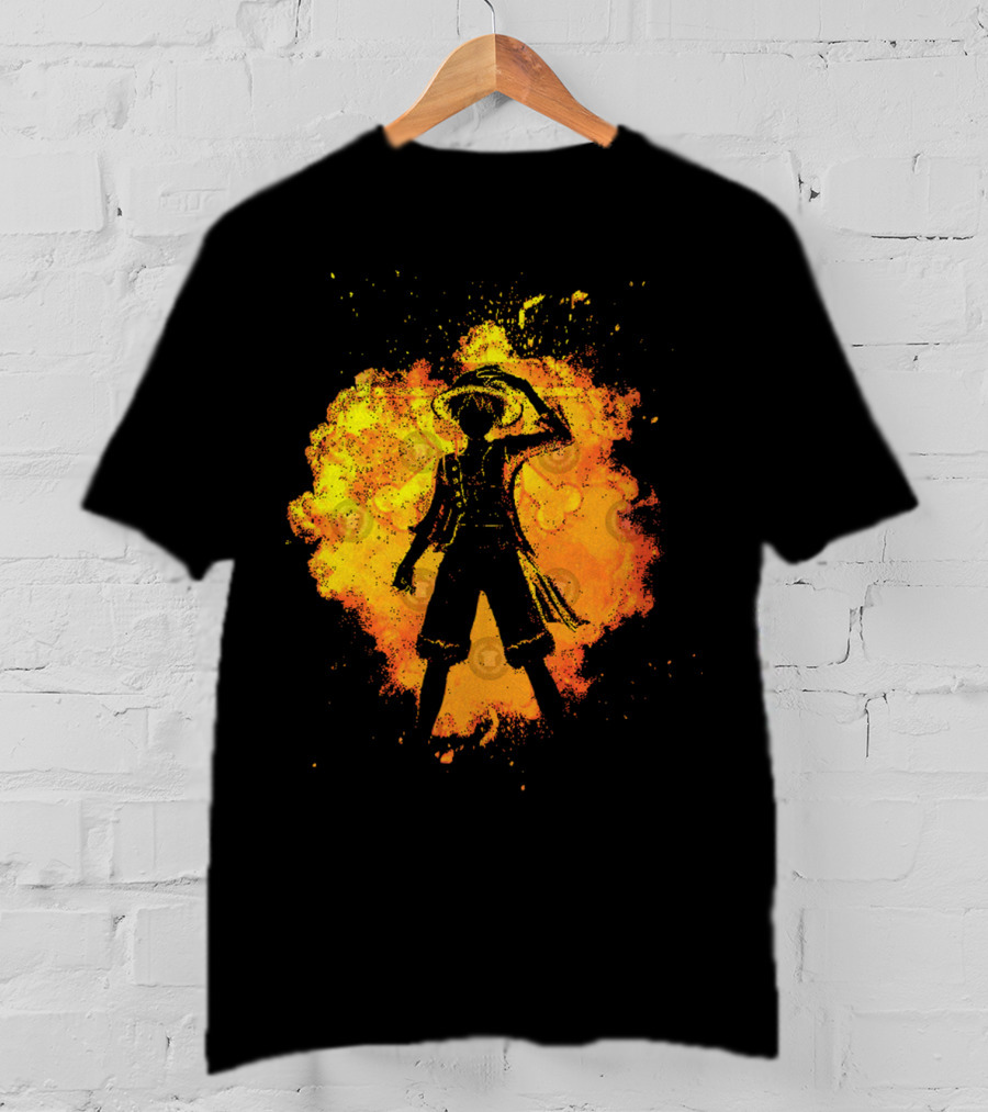 Soul Of The Pirate Luffy Fire Silhouette Anime T-Shirt