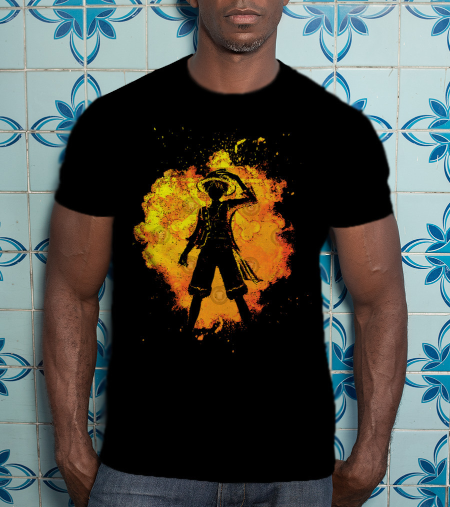 Soul Of The Pirate Luffy Fire Silhouette Anime T-Shirt