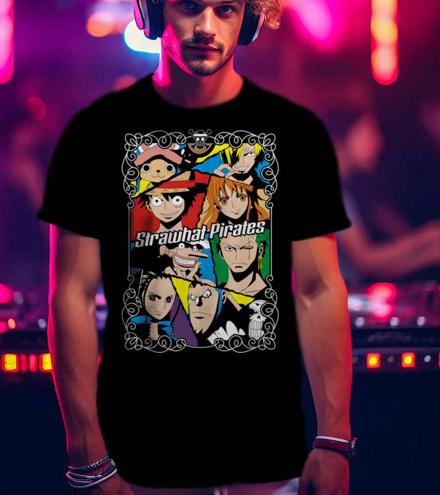 Strawhat Pirates Crew Vibrant Character Portraits T-Shirt