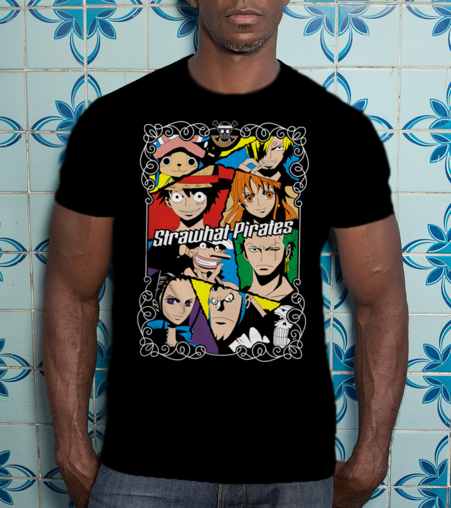 Strawhat Pirates Crew Vibrant Character Portraits T-Shirt