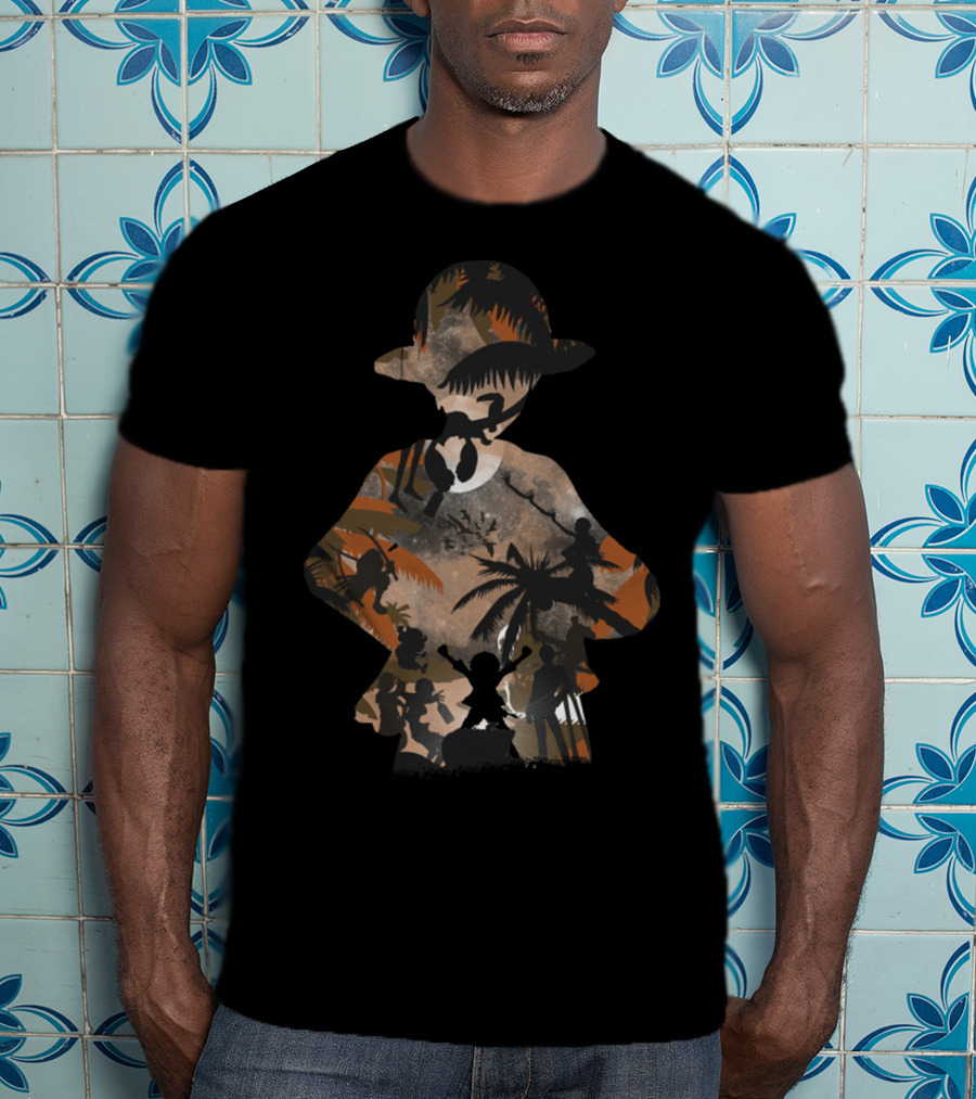 One Piece Straw Hat Crew Adventure Silhouette Scene T-Shirt