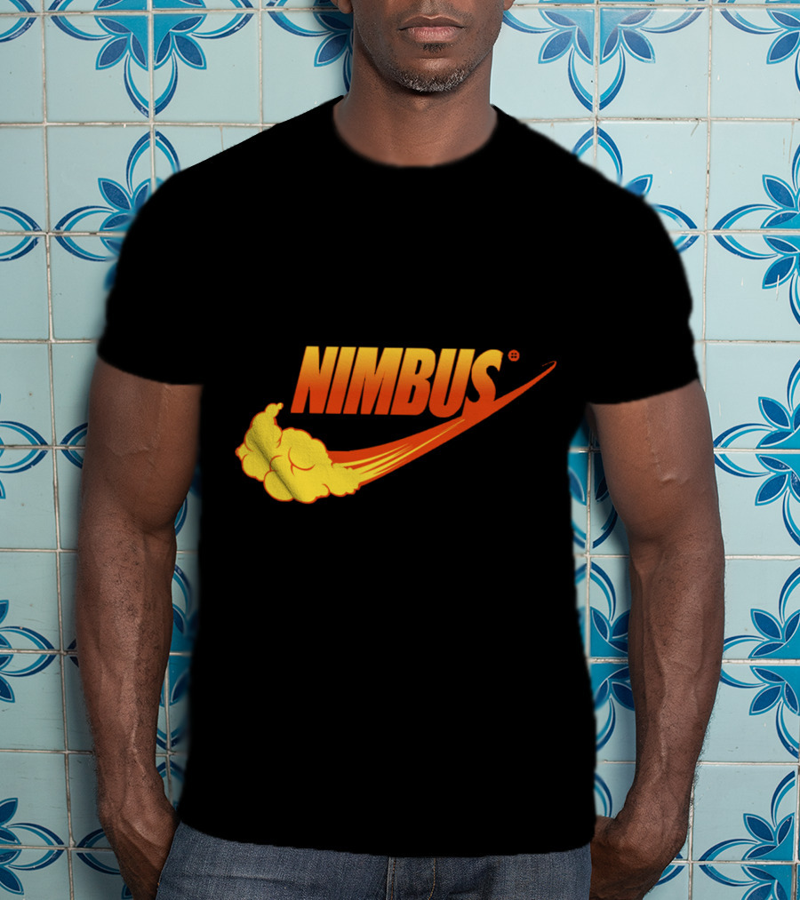 Nimbus Cloud Swoosh Orange Text T-Shirt