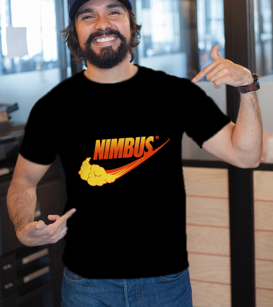 Nimbus Cloud Swoosh Orange Text T-Shirt