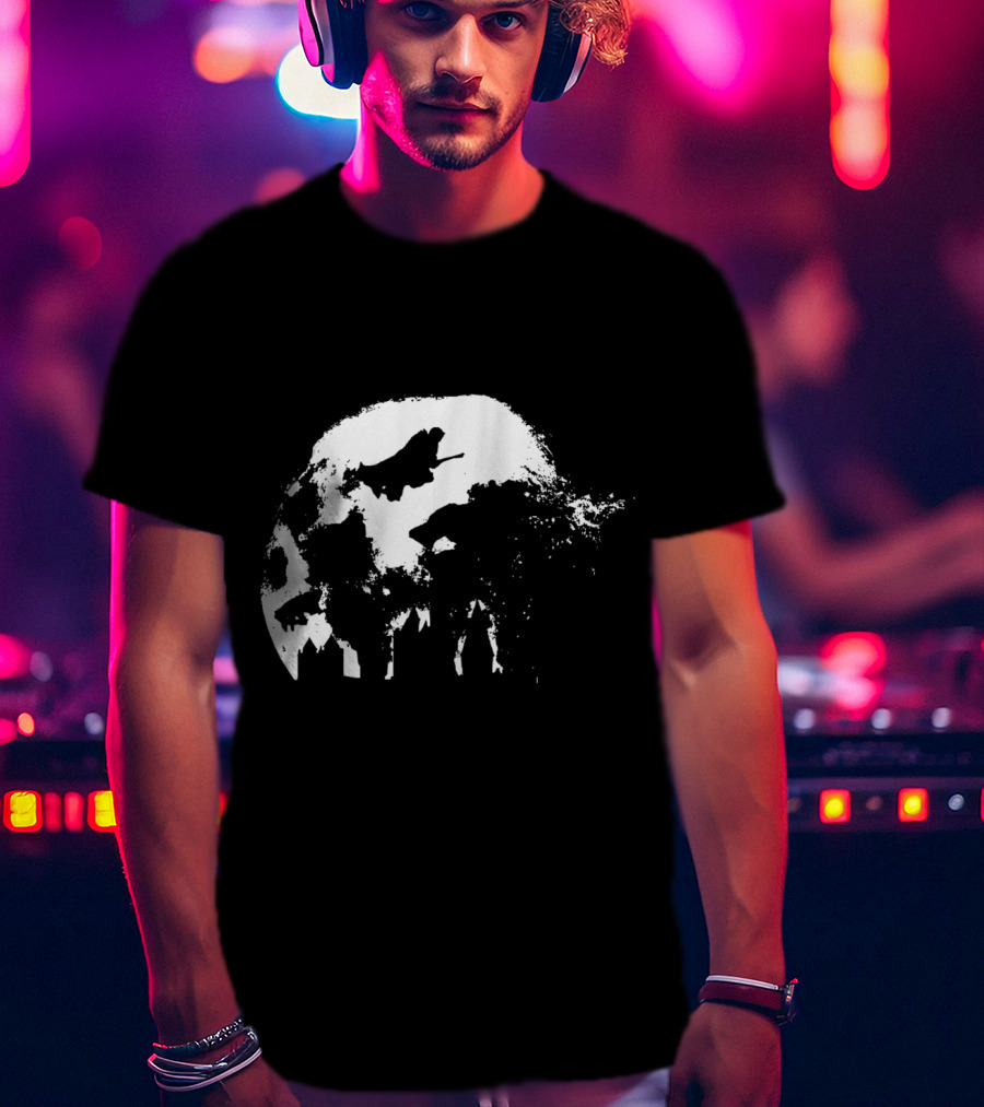 Full Moon Flying Over Hogwarts T-Shirt
