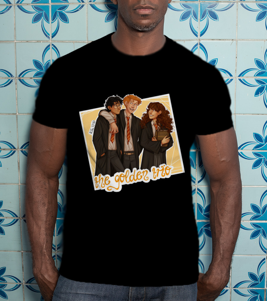 The Golden Trio: Ron, Hermione, And Harry In School Robes T-Shirt
