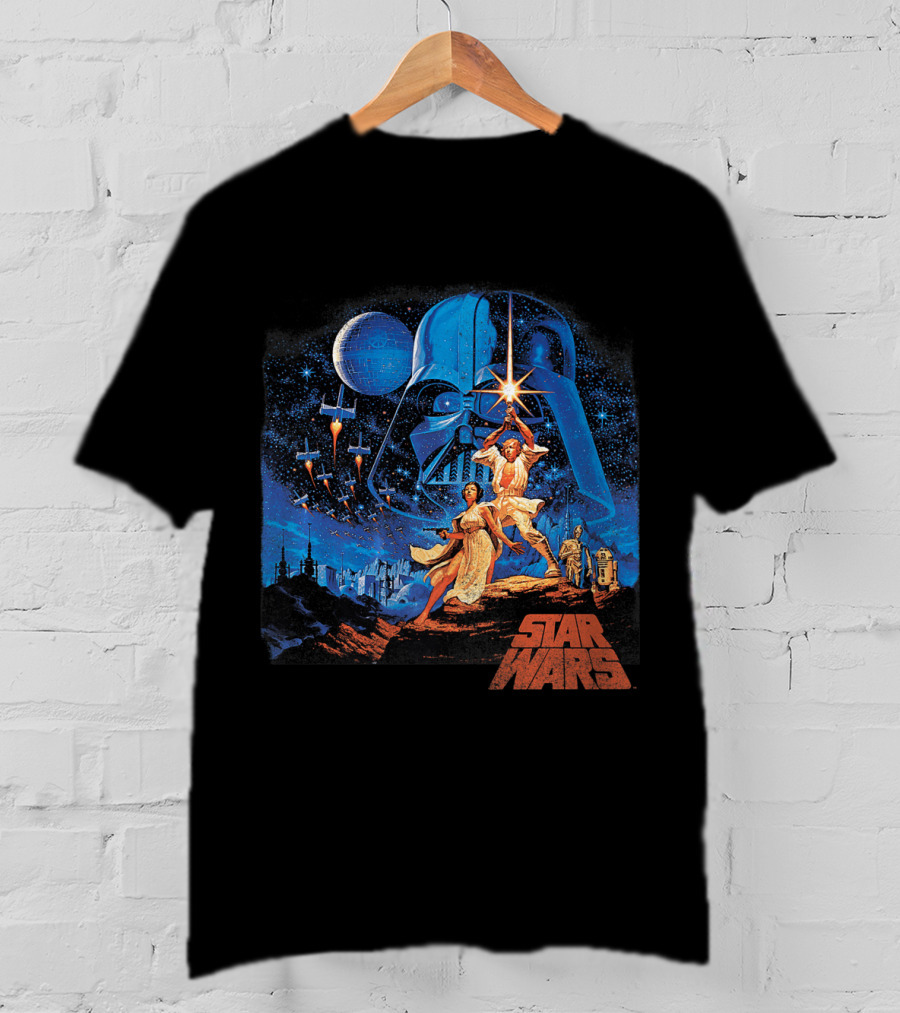 Star Wars Luke Leia Darth Vader X-Wing Tatooine R2D2 C3PO A New Hope T-Shirt