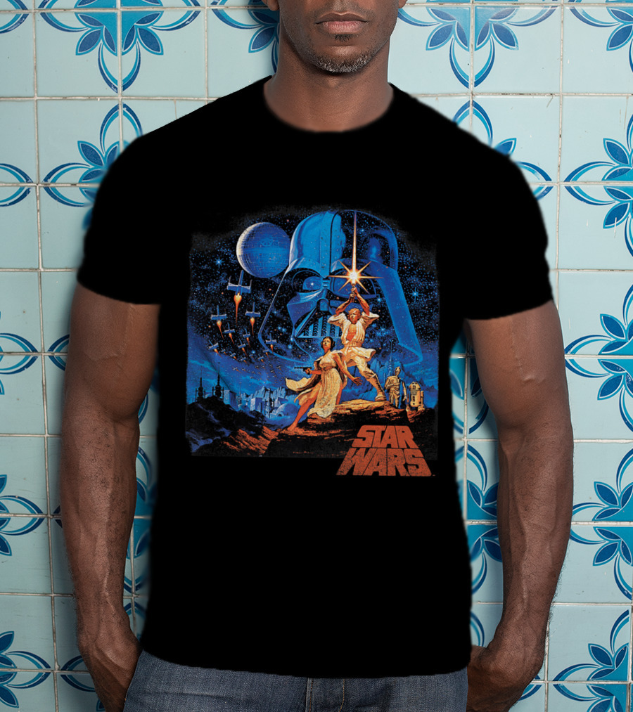 Star Wars Luke Leia Darth Vader X-Wing Tatooine R2D2 C3PO A New Hope T-Shirt