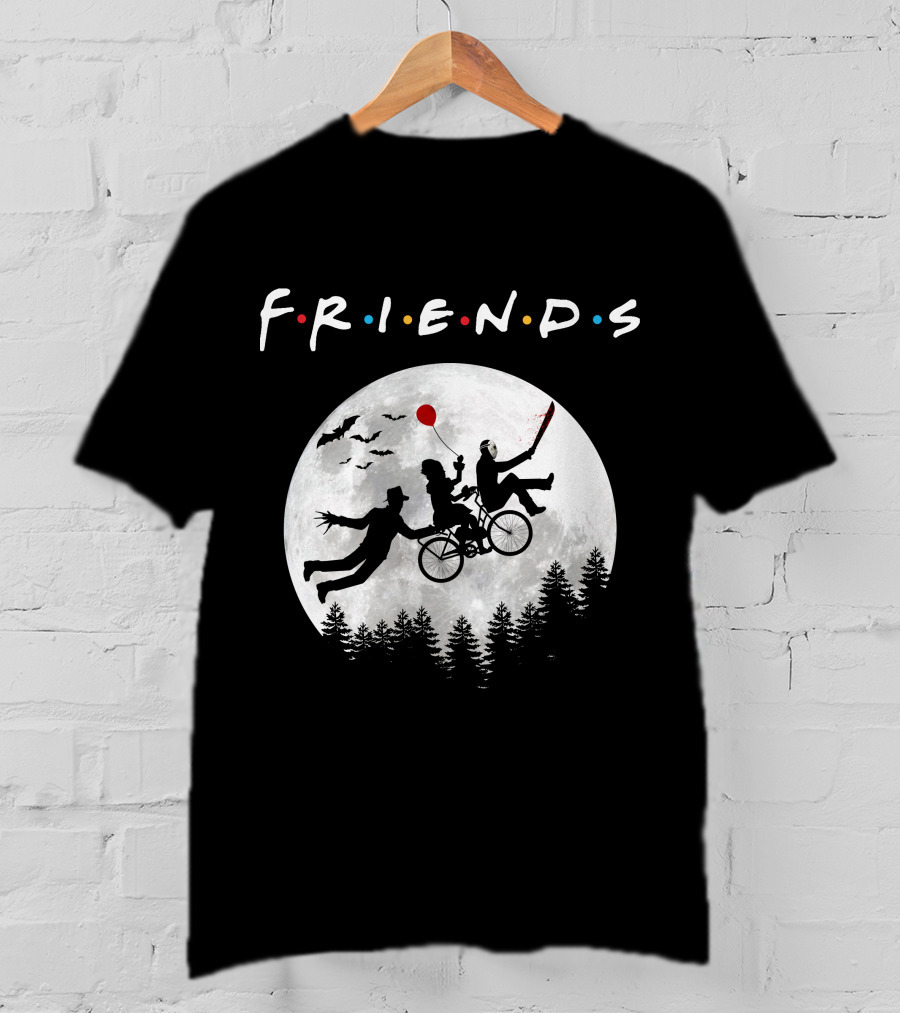 Friends Halloween Horror Movies Iconic Characters Full Moon Scene T-Shirt