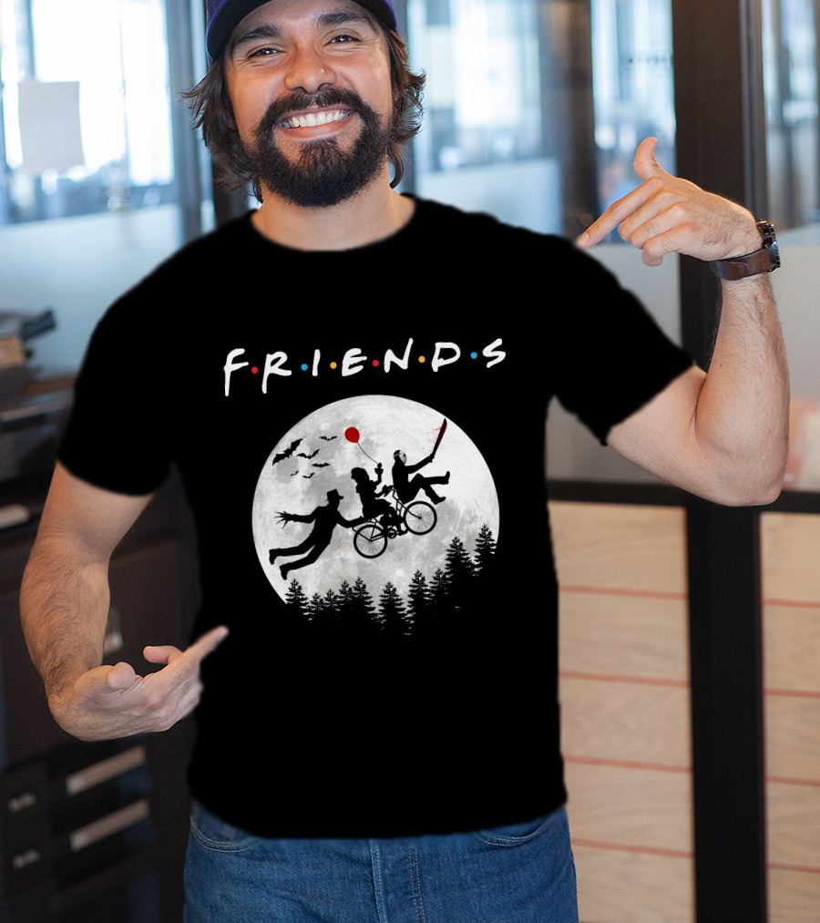 Friends Halloween Horror Movies Iconic Characters Full Moon Scene T-Shirt