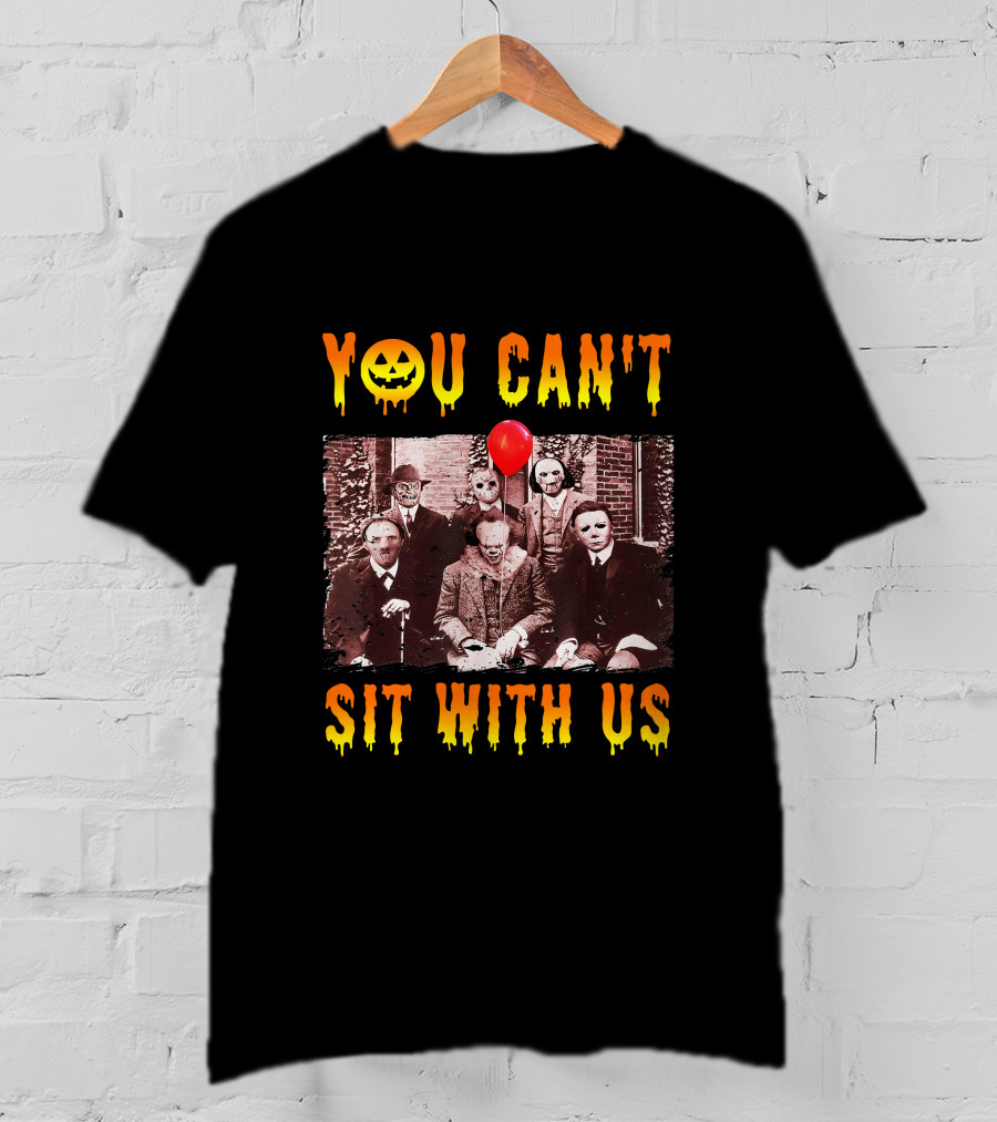 You Can't Sit With Us Halloween Horror Characters Red Balloon T-Shirt