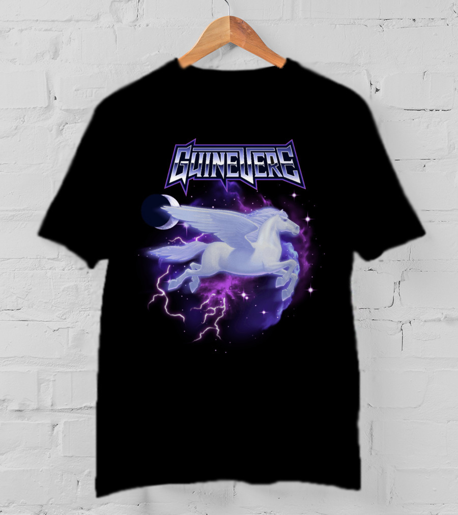 Guinevere Flying Pegasus With Lightning And Crescent Moon T-Shirt