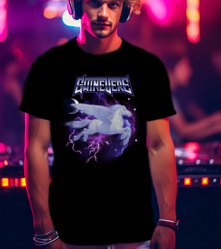 Guinevere Flying Pegasus With Lightning And Crescent Moon T-Shirt