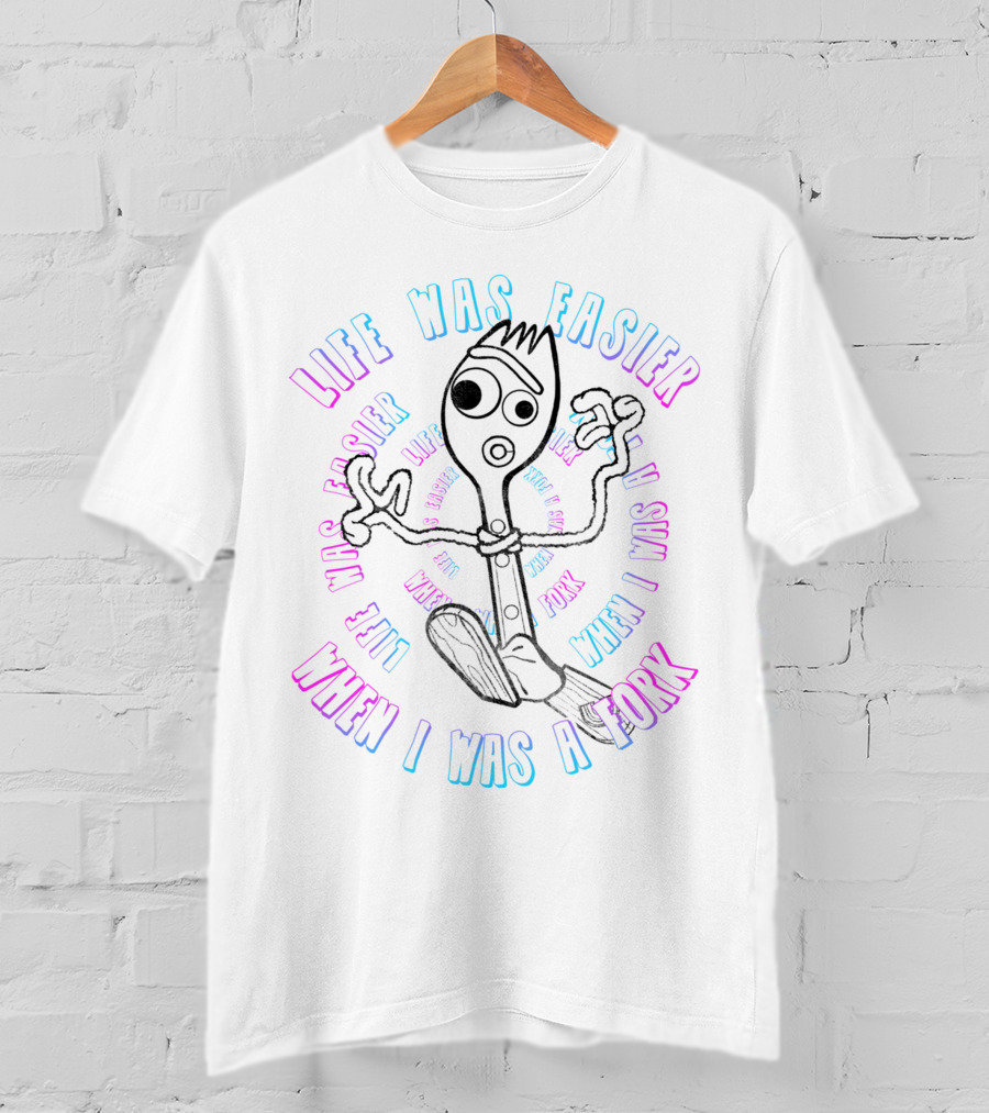 Life Was Easier When I Was A Fork Toy Character Sketch T-Shirt