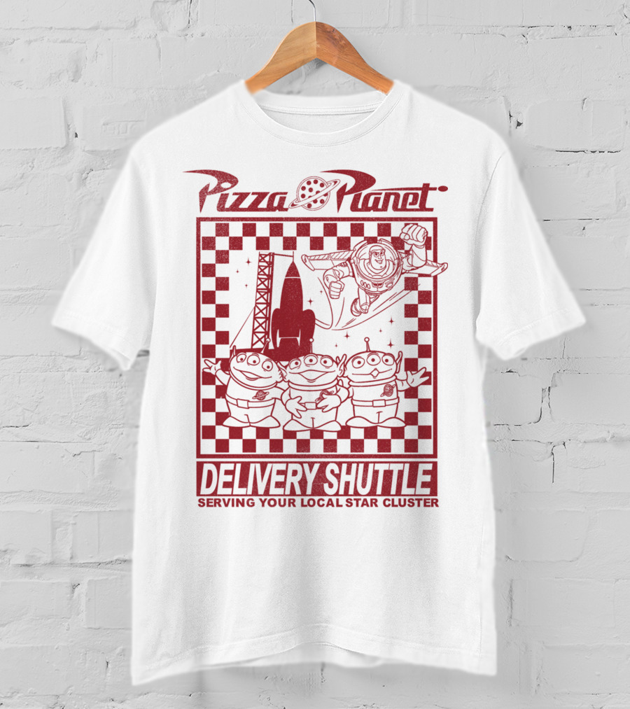 Pizza Planet Delivery Shuttle Serving Your Local Star Cluster T-Shirt
