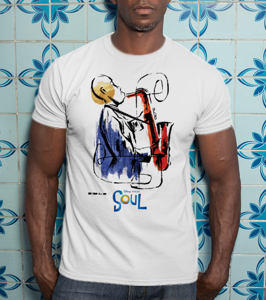Disney Pixar Soul Watercolor Saxophonist T-Shirt