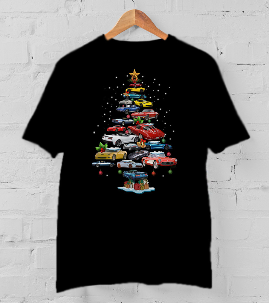 Corvette Christmas Tree Classic Cars Holiday Arrangement T-Shirt