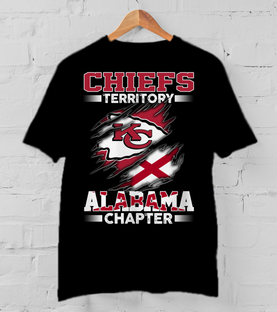 CHIEFS TERRITORY ALABAMA CHAPTER KC Logo And Alabama Flag T-Shirt