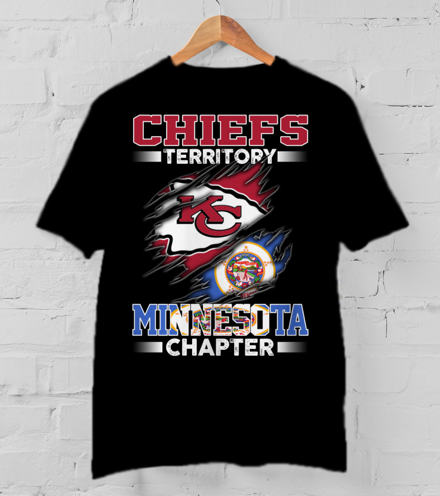 CHIEFS TERRITORY MINNESOTA CHAPTER KC Logo And Minnesota State Flag T-Shirt
