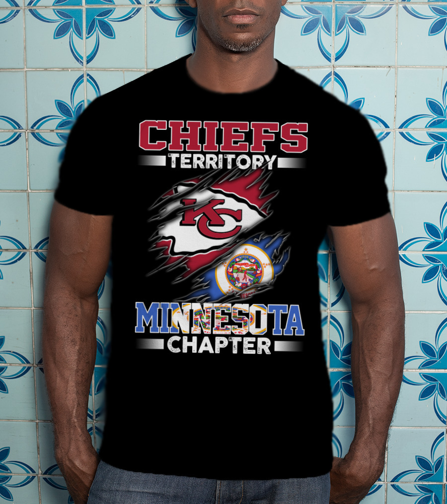 CHIEFS TERRITORY MINNESOTA CHAPTER KC Logo And Minnesota State Flag T-Shirt