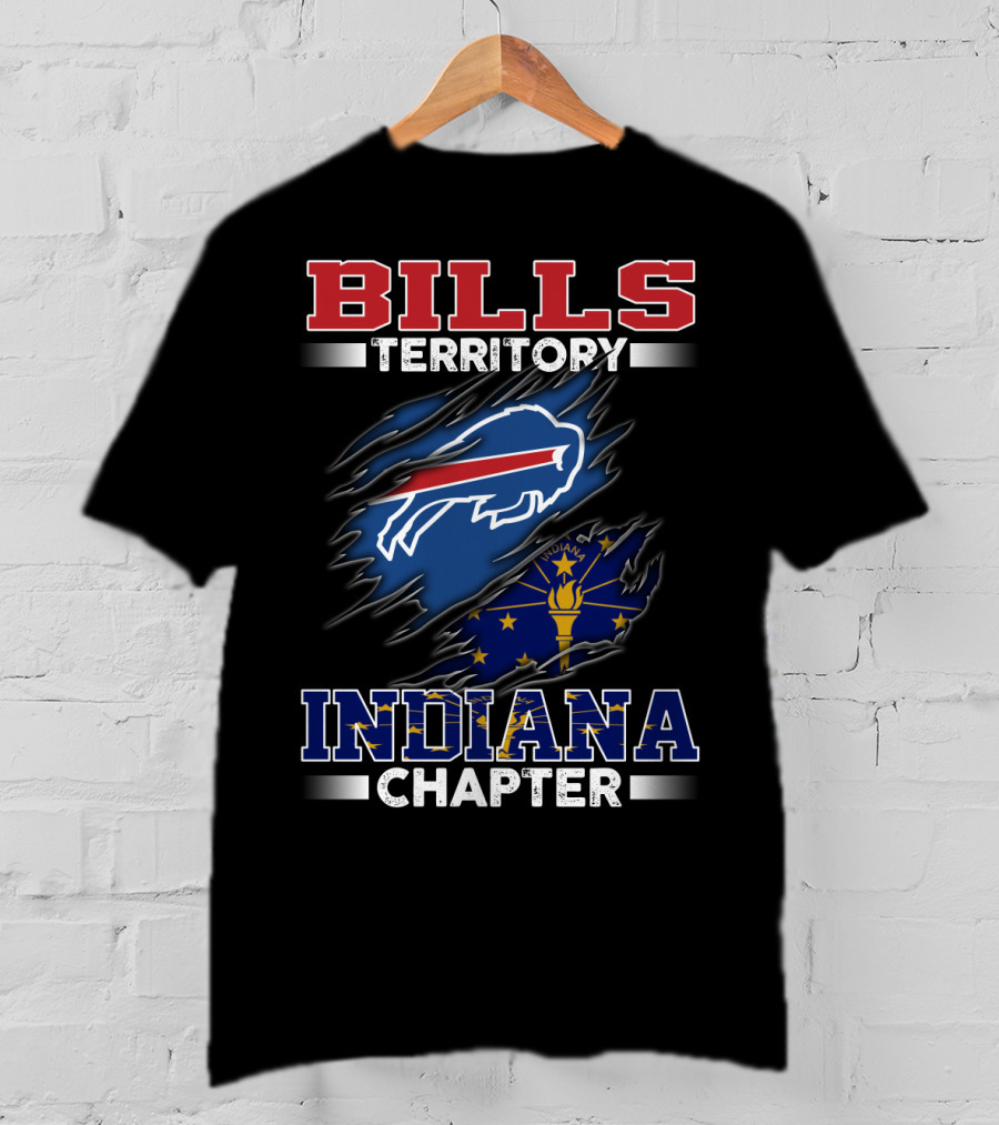 BILLS Territory Indiana Chapter Buffalo Logo With State Flag T-Shirt