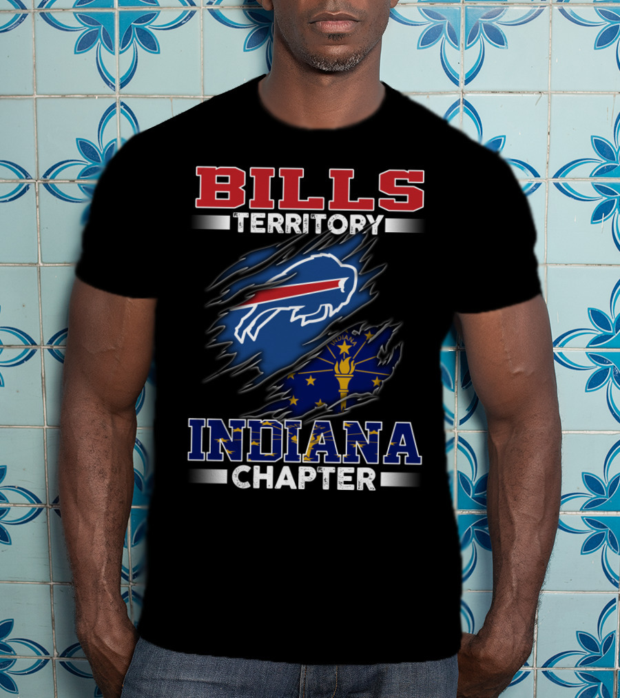 BILLS Territory Indiana Chapter Buffalo Logo With State Flag T-Shirt