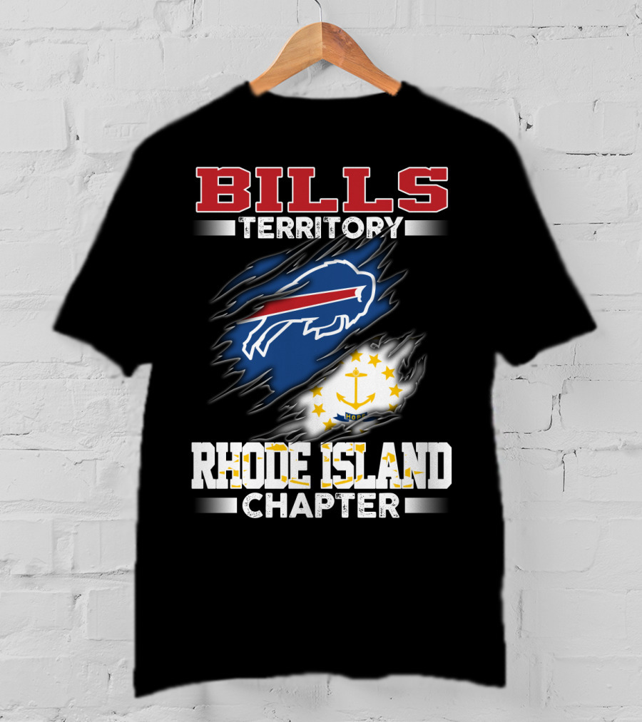 BILLS Territory Rhode Island Chapter Logo With Buffalo And State Flag T-Shirt